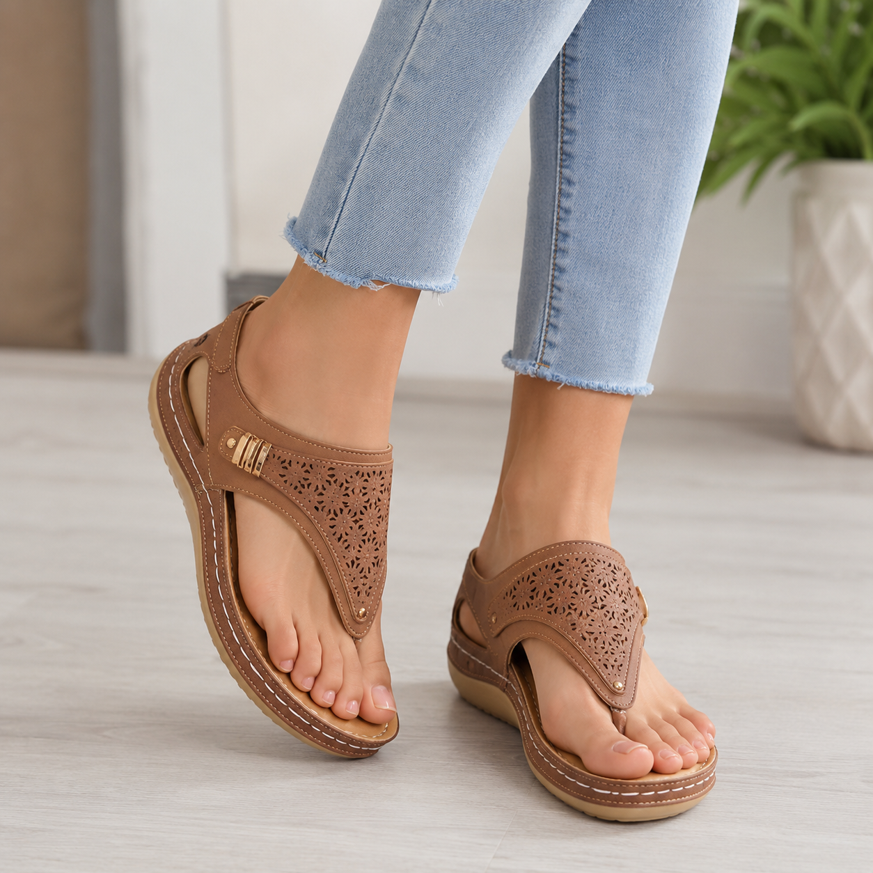 SOLENA™ - Sandales compensées confortables en cuir pour femmes – Élégance et bien-être garantis