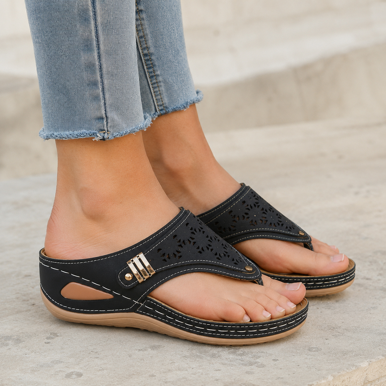 SOLENA™ - Sandales compensées confortables en cuir pour femmes – Élégance et bien-être garantis
