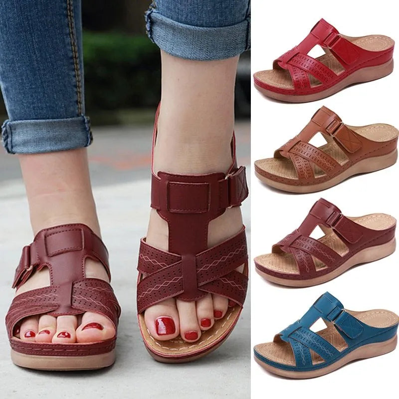 Sandales femme confort orthopédique ÉLORA™ – Maintien, stabilité & style élégant
