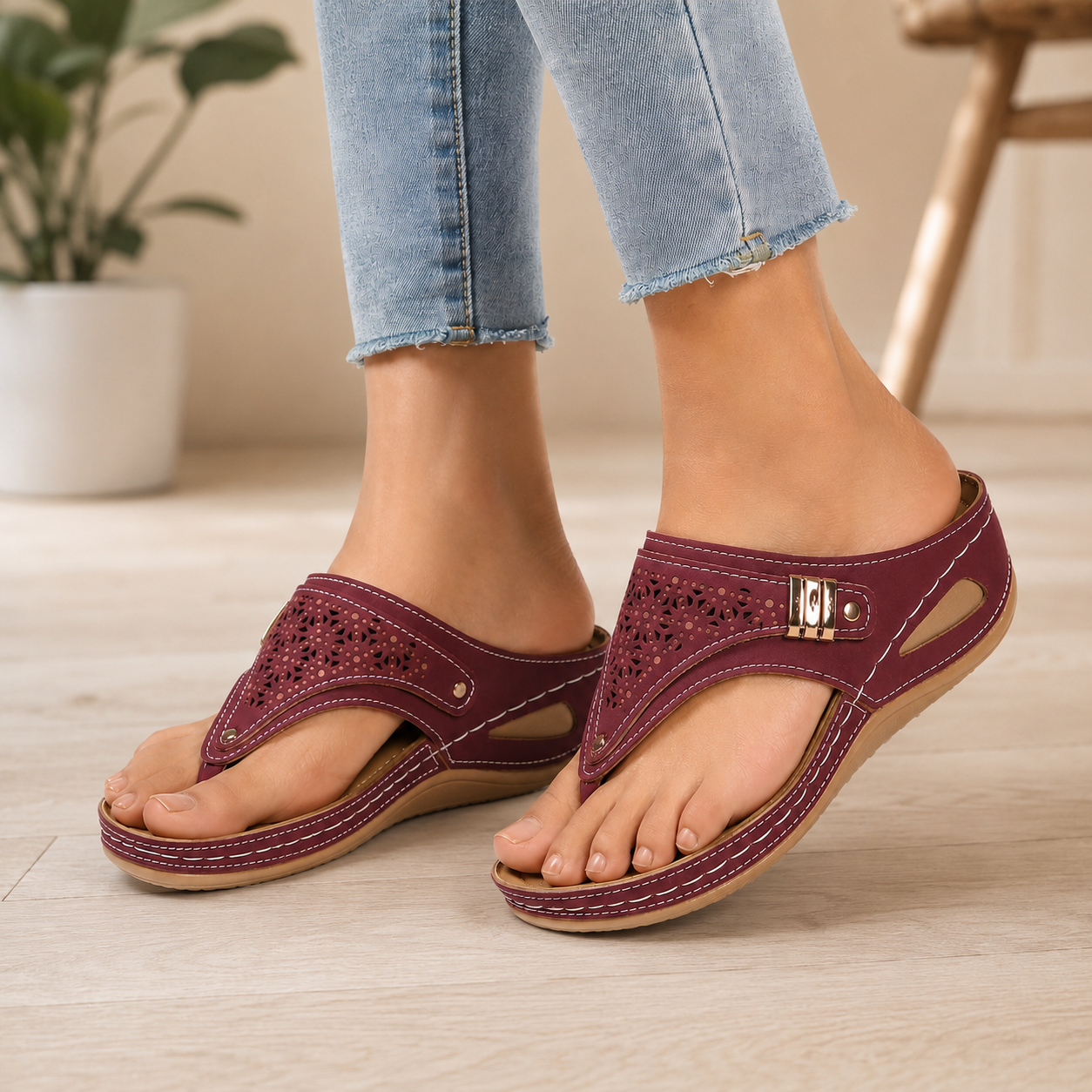 SOLENA™ - Sandales compensées confortables en cuir pour femmes – Élégance et bien-être garantis