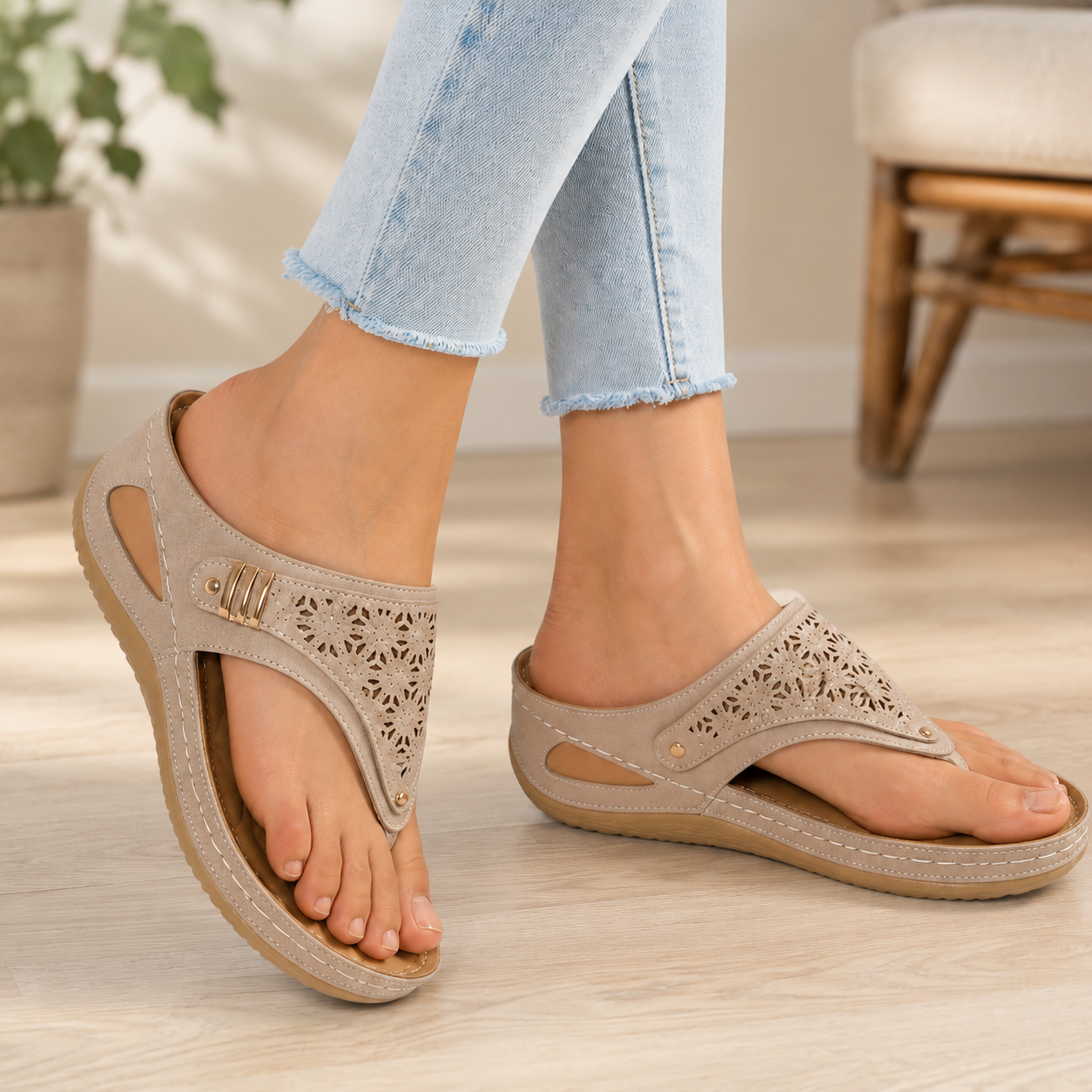 SOLENA™ - Sandales compensées confortables en cuir pour femmes – Élégance et bien-être garantis