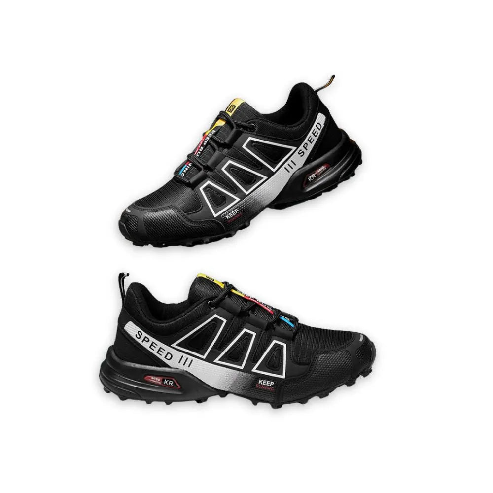 Chaussure Running Trail Homme Noir & Rouge – Performance et Confort