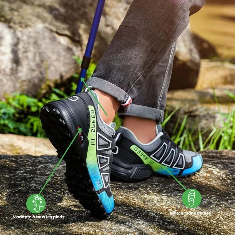 Chaussure Running Trail Homme Noir & Rouge – Performance et Confort