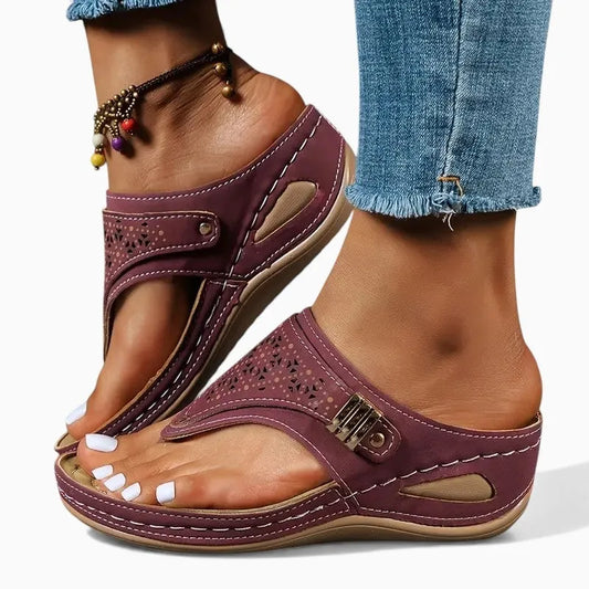 SOLENA™ - Sandales compensées confortables en cuir pour femmes – Élégance et bien-être garantis