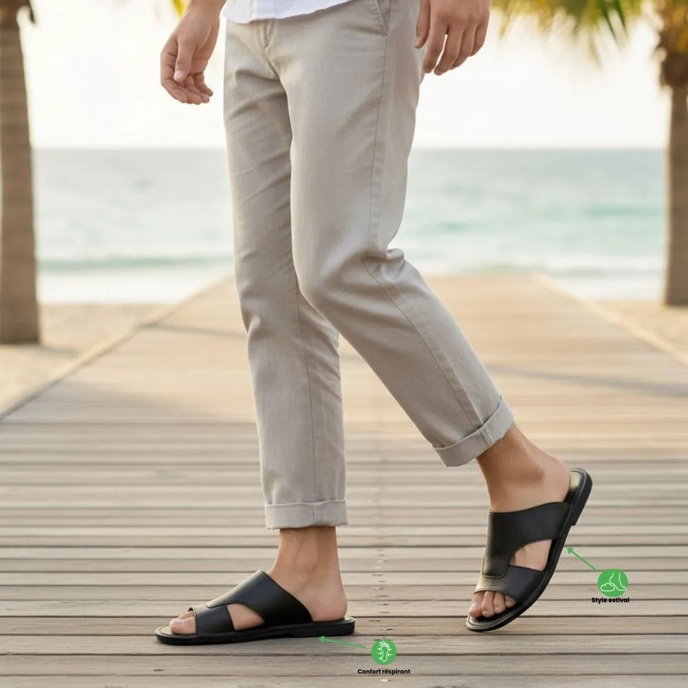 VITARELLO™ - Claquettes Confort Homme Cuir – Découvrez le Luxe et le Bien-Être